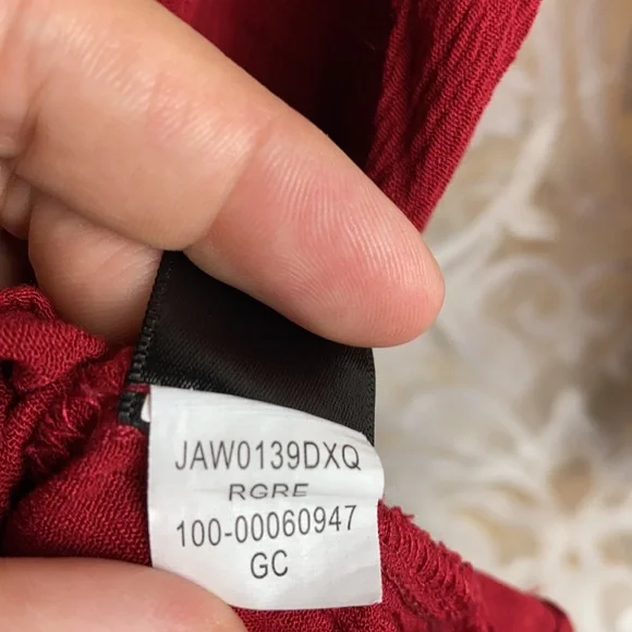 Artesia Boho Chic Peasant Blouse Red Lace trim lace up long sleeve shirt Medium - Picture 11 of 13